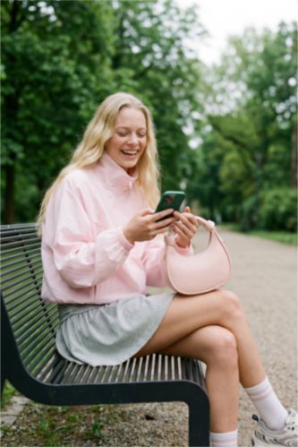 نساء زهري فاتح جاكيت برقبة عالية مبطن