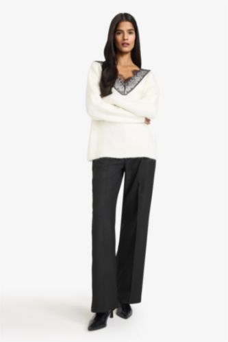 WOMAN Black Standard Length Wide Leg Trousers