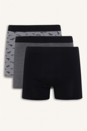 Regular Fıt Hayvan Baskılı 3'lü Boxer