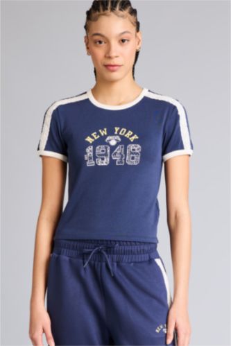 Әйелдерге индиго Airtech NBA New York Knicks Slim Fit спорттық модал футболка