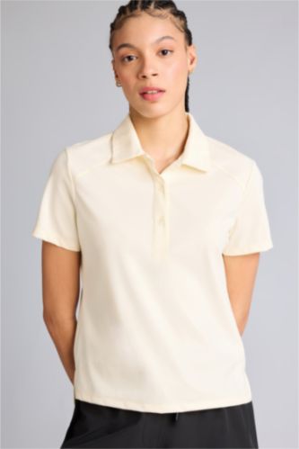 Женщины Бежевый Спортивная шелковая футболка поло Standard Fit с коротким рукавом