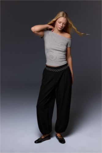 Kadın Lacivert Balloon Fıt Normal Bel Pantolon