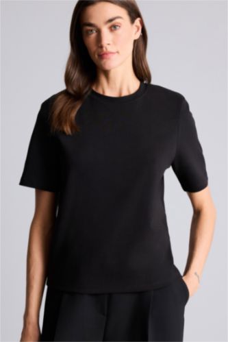 Woman Black تيشيرت بريميوم سادة قصة عادية