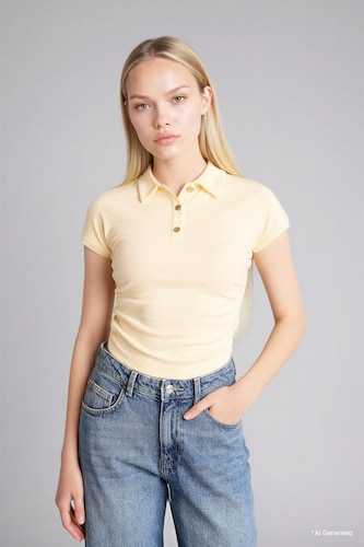 Slım Fıt Fitilli Kaşkorse Polo Tişört