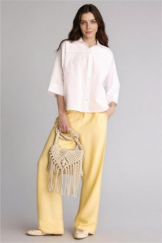 WOMAN Light Yellow Regular Fit Trousers