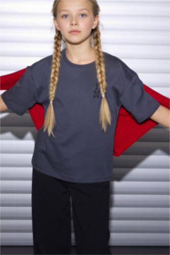 Kız Çocuk - Genç Kız Antrasit I Love NY Oversıze Tişört Kız Çocuk