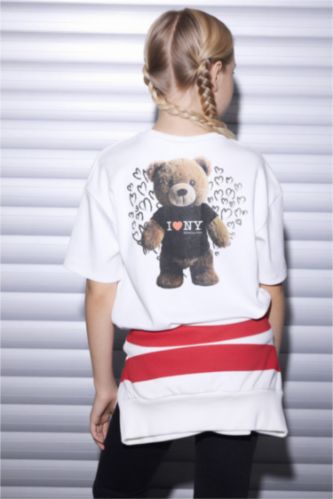 Kız Çocuk - Genç Kız Ekru I Love NY Oversıze Tişört Kız Çocuk