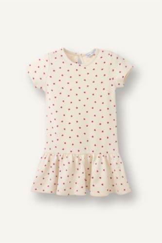 Kız Bebek Bej Desenli Elbise Kız Bebek