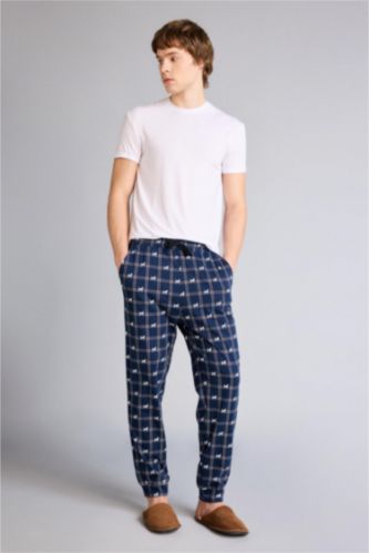 MAN NAVY Regular Fit Printed Knitted Bottoms