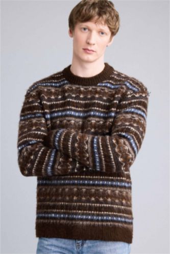 HOMME Marron Foncé Pull en maille Coupe régulière