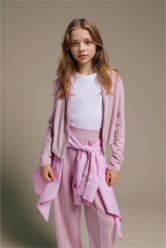 Kız Çocuk - Genç Kız Gülkurusu Fermuarlı Modal Hırka Kız Çocuk