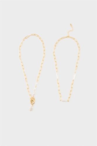 Kadın Altın Kadın 2'li Kolye