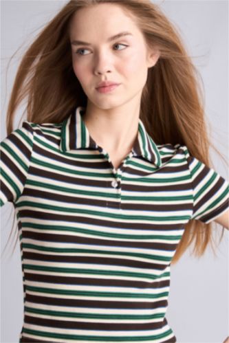 Kadın Yeşil Ribana Kısa Kollu Tişört