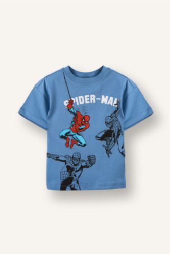 Erkek Bebek Mavi Marvel Spıderman Tişört Erkek Bebek