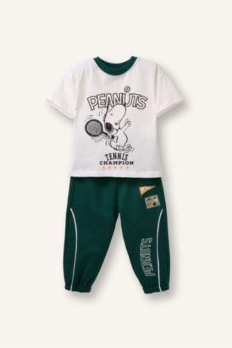 Erkek Bebek Koyu Yeşil Snoopy 2'li Takım Erkek Bebek