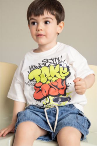 Baby Boys Ecru Regular Fit Short Sleeve T-Shirt
