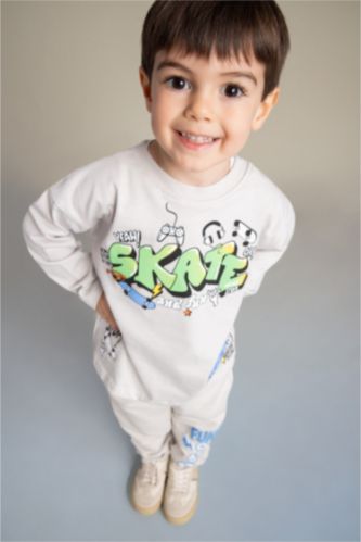 Baby Boys Light Grey Baby Boy Regular Fit Long Sleeve T-Shirt