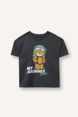 Baby Boys Anthracite Regular Fit Printed Short Sleeve T-Shirt