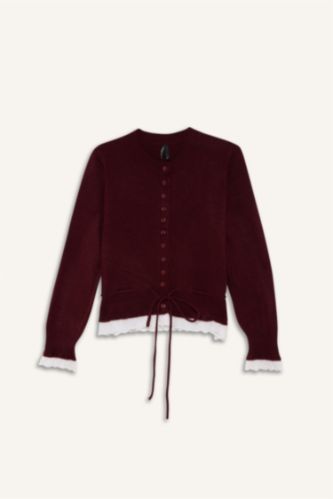 Slim Fit Dar Kesim Bağlama Detaylı Hırka