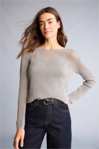 Woman Anthracite Oversize Fit Boat Collar Pullover