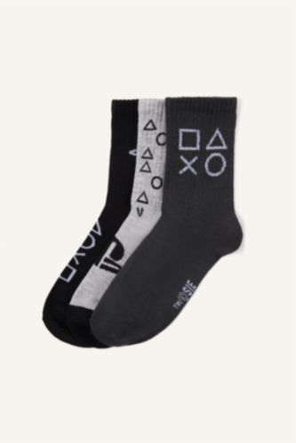 Erkek Çocuk - Genç Erkek Karma PlayStatıon 3'lü Pamuklu Uzun Çorap Erkek Çocuk