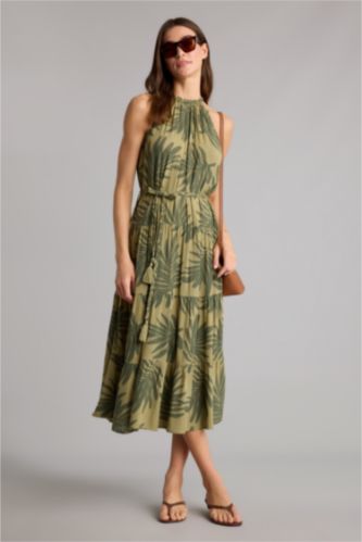 WOMAN Ecru Viscose Midi Dress