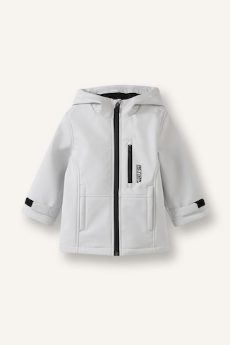 Veste beige coupe-vent  zippée à capuche pour bébé garçon