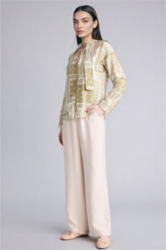 Kadın Taş Regular Fıt Geniş Paça Pantolon