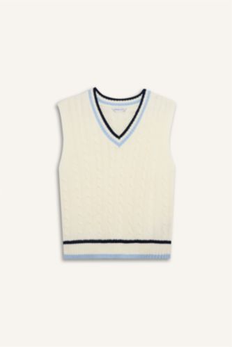 أولادي أبيض فيست تريكو جيليه بياقة V أولادي