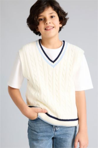 BOYS & TEENS White Boy Oversize Fit Knitwear Vest