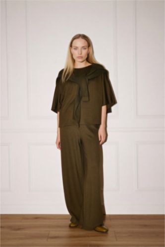 Kadın Koyu Haki Straıght Fıt Düz Paça Pantolon