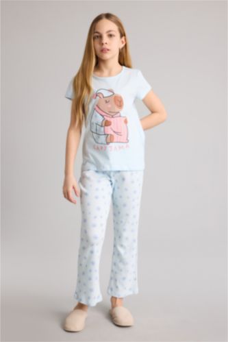 Kız Çocuk - Genç Kız Açık Mavi 2'li Pijama Takımı Kız Çocuk
