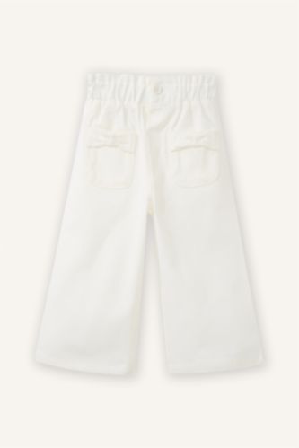 Kız Bebek Ekru Paperbag Gabardin Pantolon Kız Bebek
