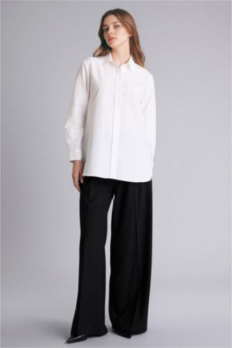 Kadın Beyaz Regular Fıt Poplin Gömlek Tunik