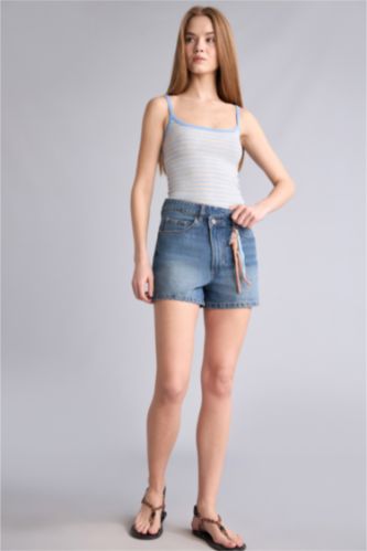 Женщины Темно-голубой Mom Fit Denim