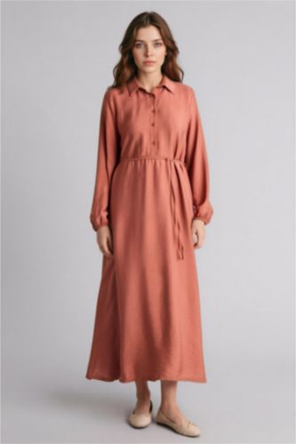 Woman Tile Shirt Collar Dress