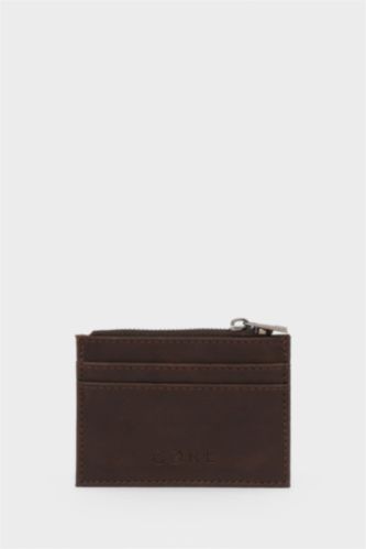 Erkek Kahve Erkek Fermuarlı Suni Deri Kartlık