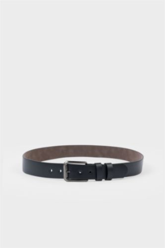 Erkek Siyah Erkek Dikdörtgen Toka Suni Deri Günlük Kemer