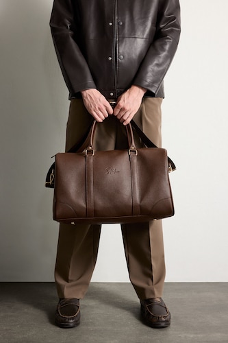 Men Brown Faux Leather Sports And Travel Bag