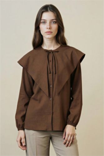 WOMAN Brown Crinkle Fabric Tunic