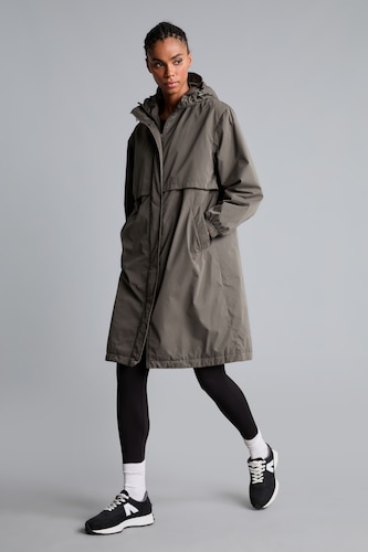 FEMME Kaki Parka zippée à capuche imperméable Coupe régulière