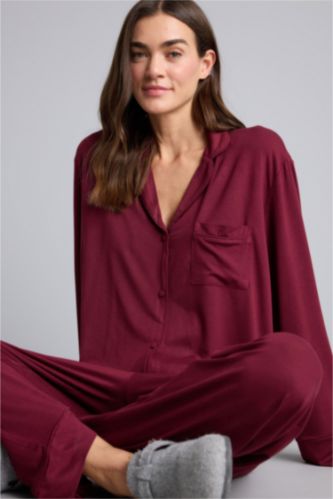 Әйелдерге Бордо Regular Fit ұзын жеңді 2 дана жинақ