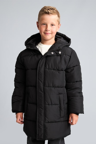 Young Boys - Teen Boys Black Boy Hooded Taffeta Coat