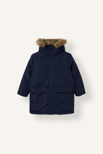 Veste imperméable à capuche amovible avec fourrure et poches pour garçon