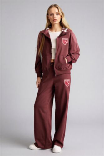 Женщины Коричневый Брюки Wide Leg с минимальным принтом для женщин Coool