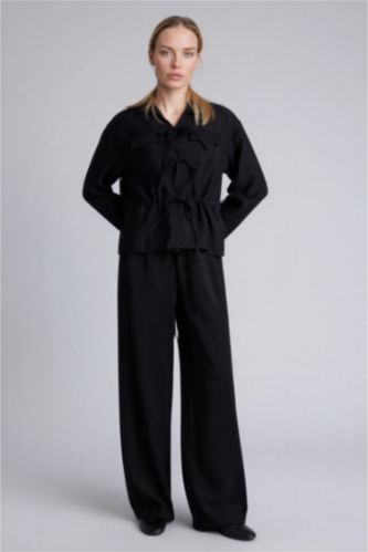 WOMAN Black Straight Fit Trousers