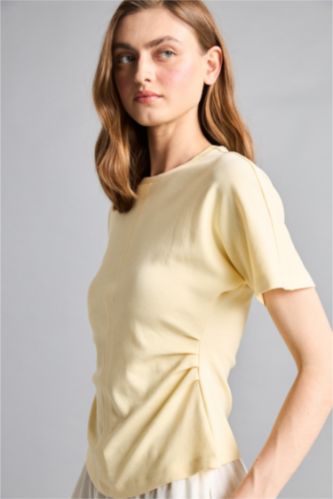 Women Light Yellow Regular Fit Short Sleeve T-Shirt