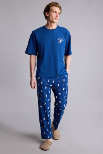 Мужчины Синий Комплект Boxy Fit из 2 предметов с коротким рукавом