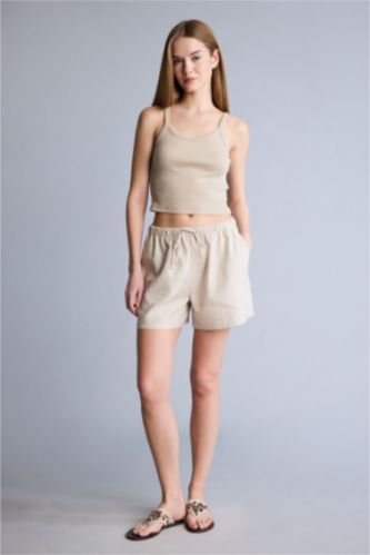 Женщины Бежевый Linen Blended