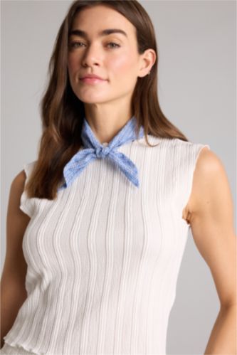 Женщины Бежевый Майка Slim Fit из ткани букле с круглым вырезом